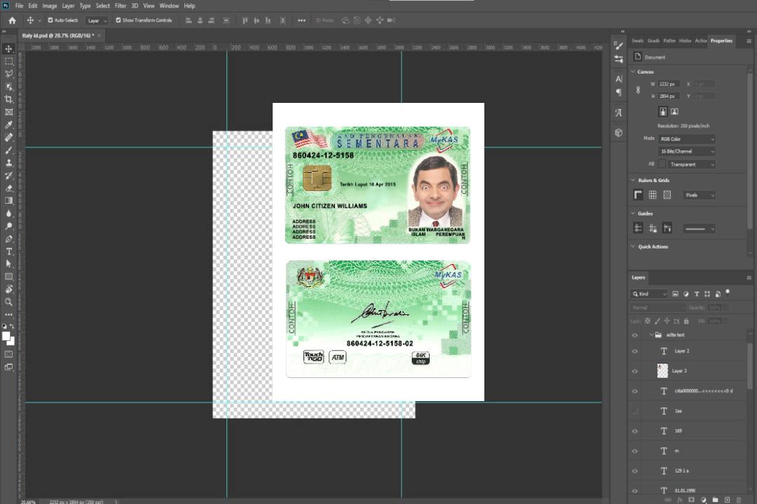 Malaisie MyKAS kad pengenalan sementa carte verte template Malaisie MyKAS kad pengenalan sementa carte verte template